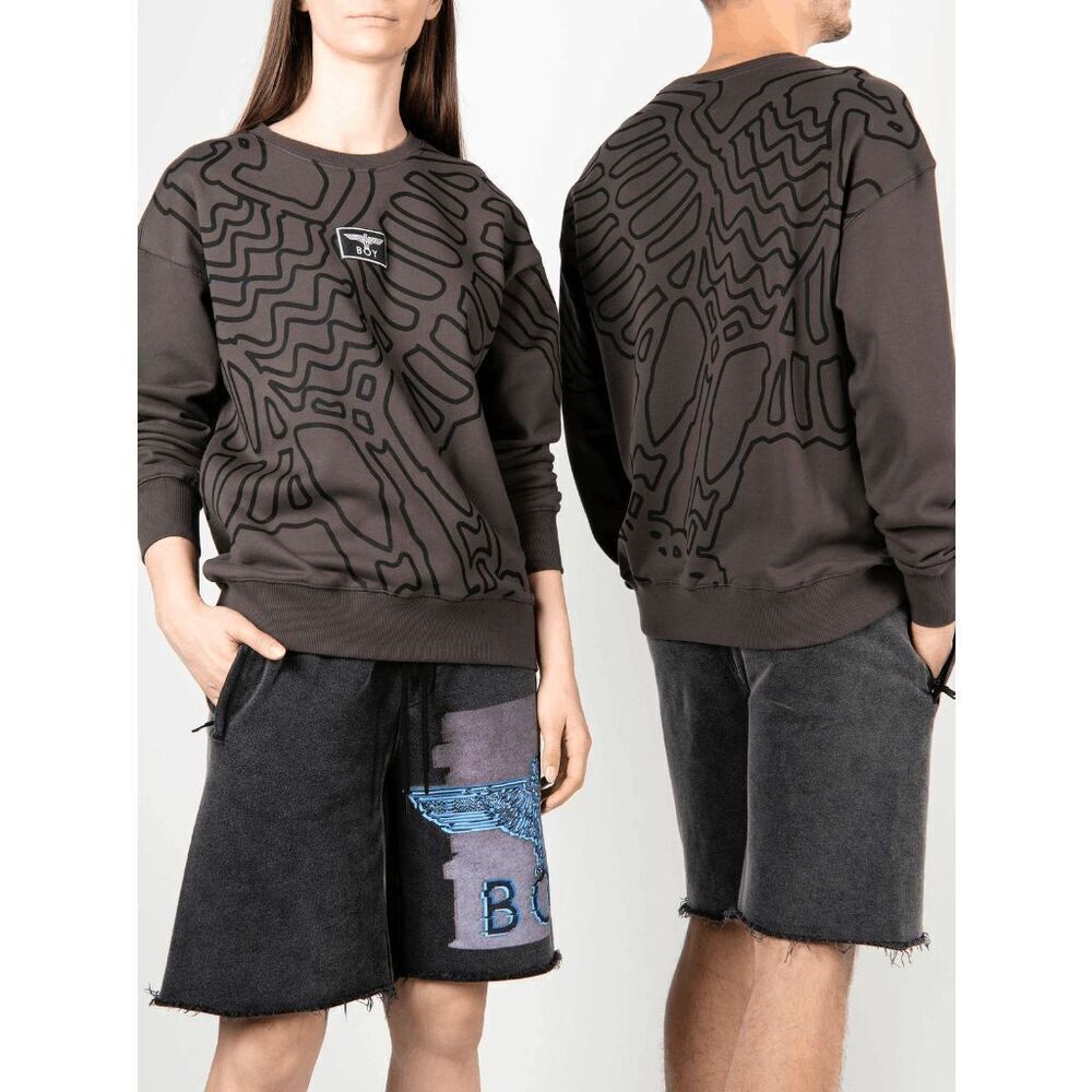 Boy London Brown Scribble Unisex Crewneck Sweatshirt Small